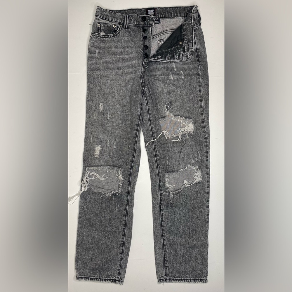 BDG Urban Outfitters Distressed Black Wash Slim Straight Jeans Sz 26
